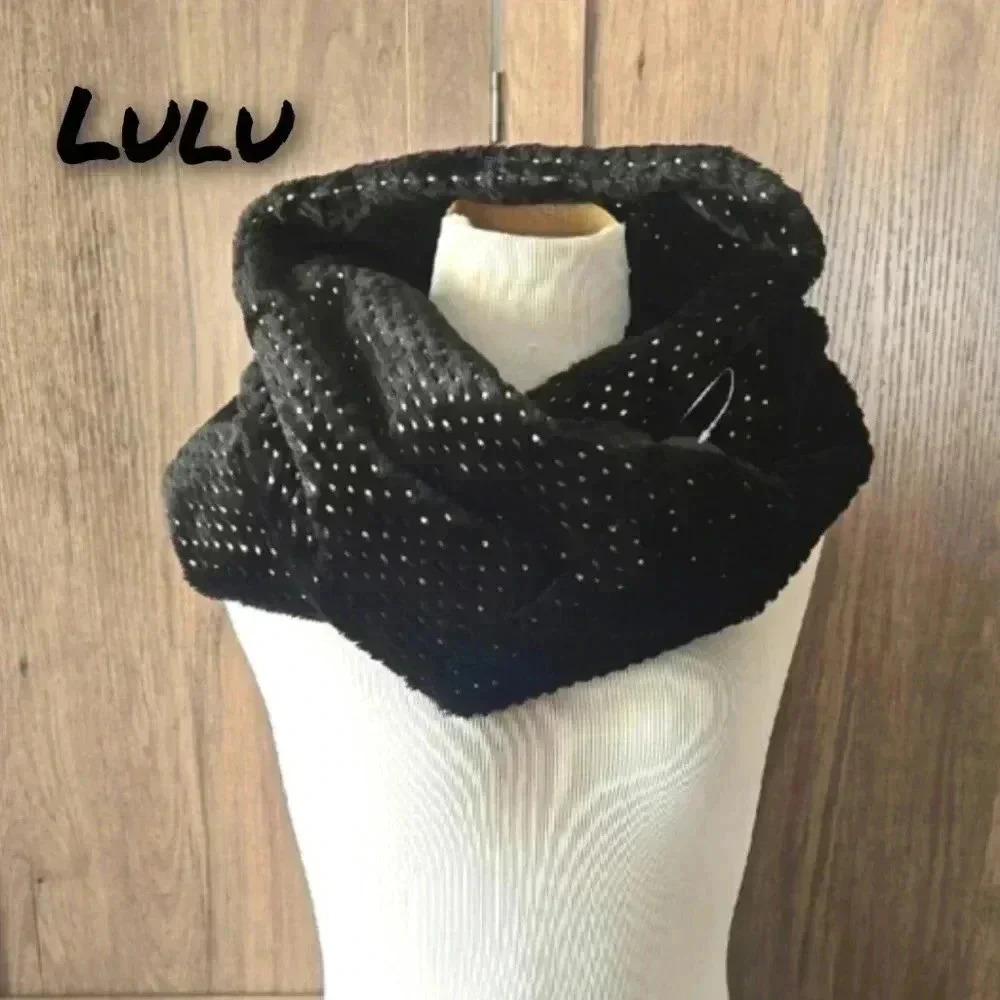 Lulu Black Rhinestone Infinity Scarf Cozy Knit Loop Scarf